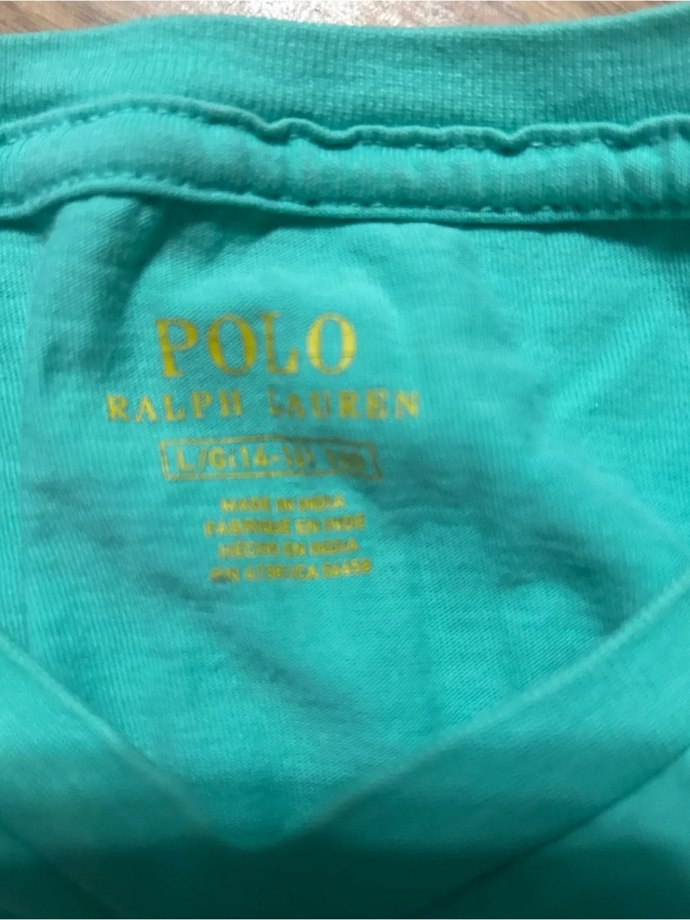 Polo Ralph Lauren Girls Aqua Crewneck Tee Shirt Size Large GUC